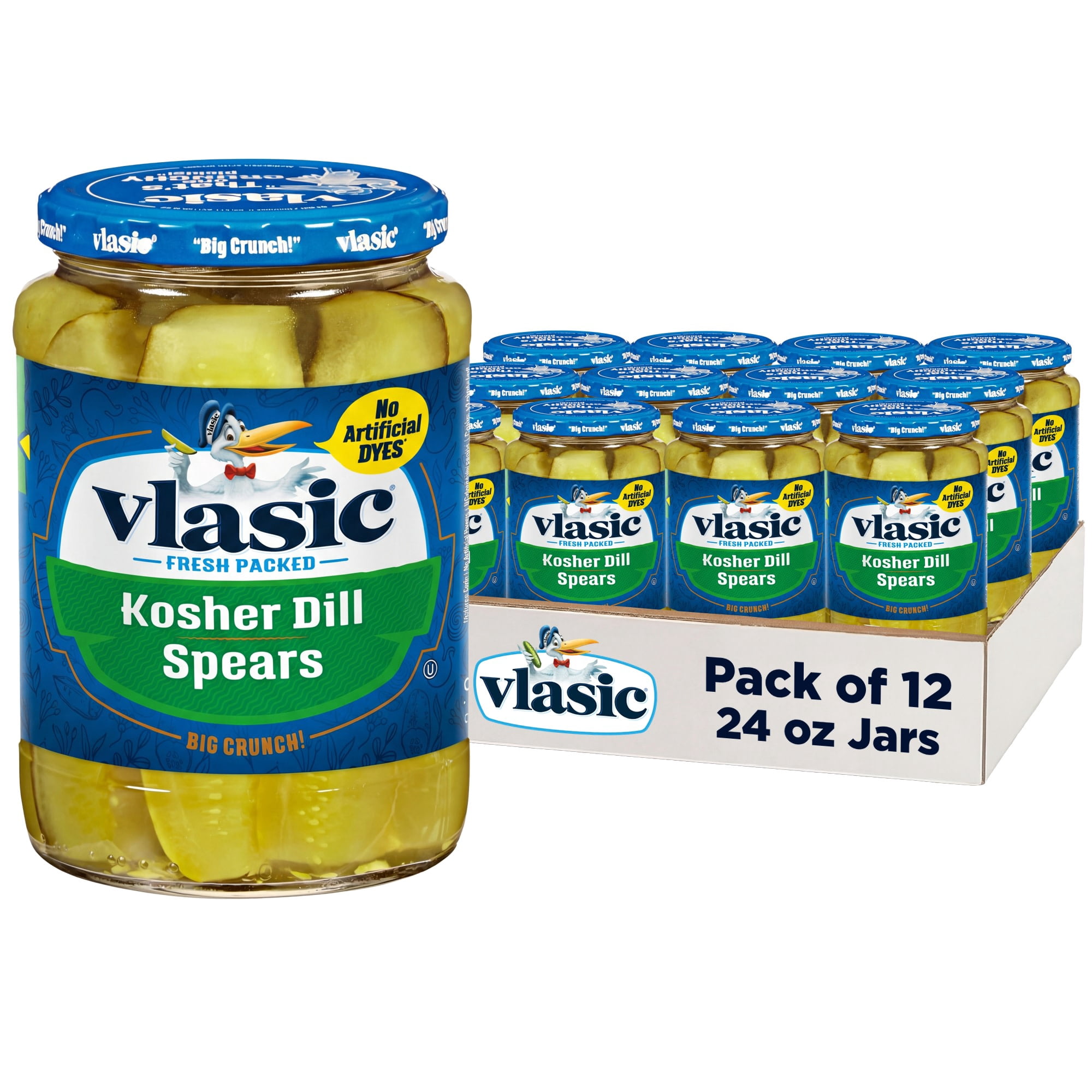 (12 pack) Vlasic Kosher Dill Pickle Spears, Keto Friendly, 24 fl. oz.