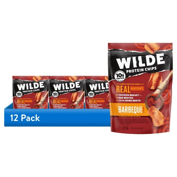 (12 pack) WILDE Protein Chips Barbeque, Thin Crispy High Protein, Keto Low Carb Snack, 4.0 Oz