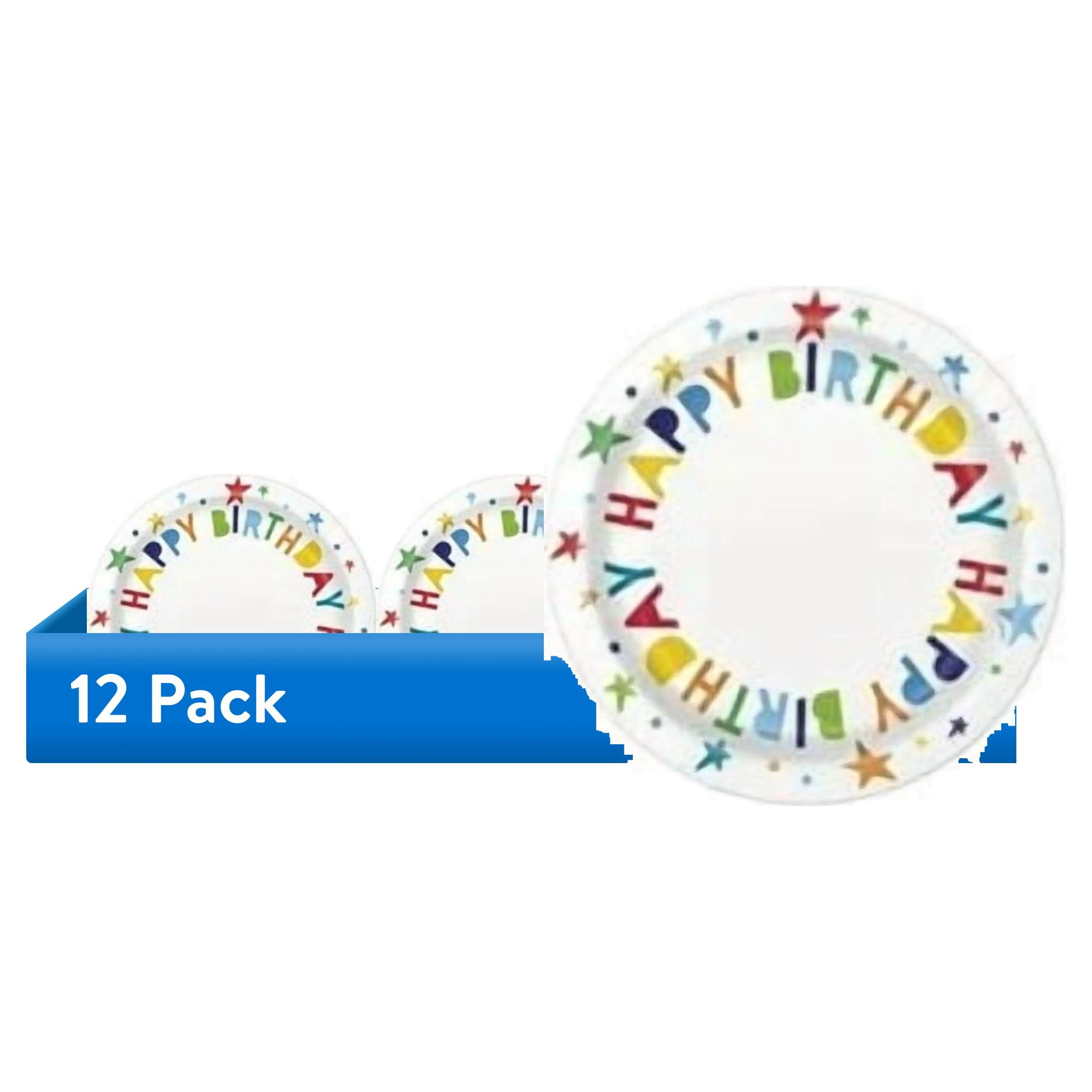 (12 pack) 10 Count 7IN Bright Stars Multicolor Disposable Dessert Plates by Way to Celebrate