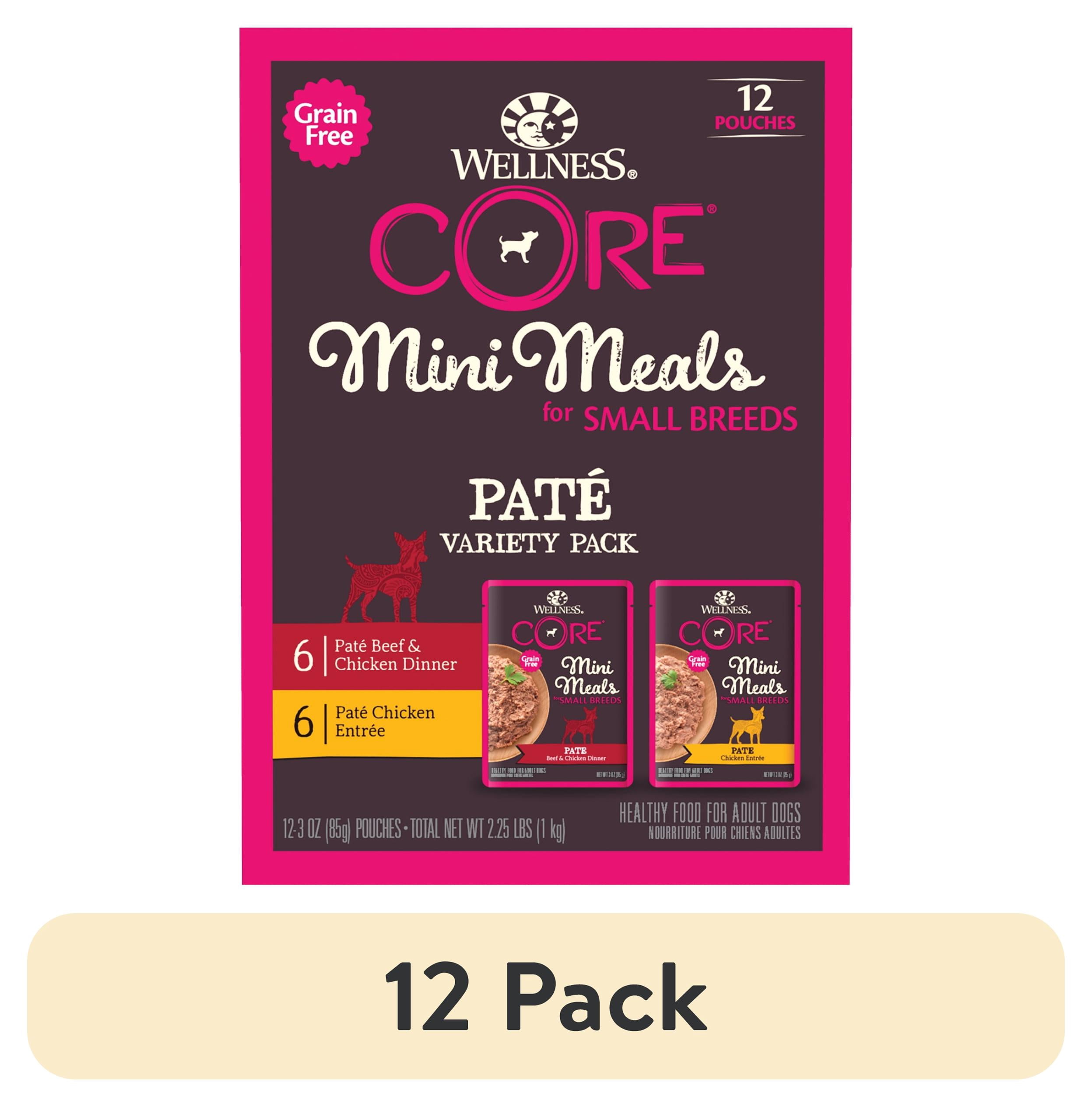 (12 pack) Wellness CORE Small Breed Mini Meals Pate Variety Pack Adult Wet Dog Food, Grain Free, Natural, 3 oz, Pack of 12