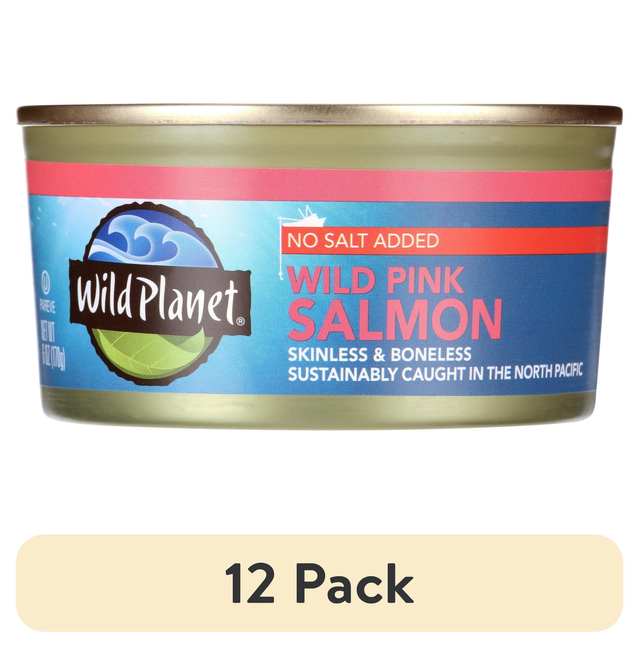 (12 pack) Wild Planet Wild Alaskan Pink Salmon - No Salt Added - Case of 12 - 6 oz.