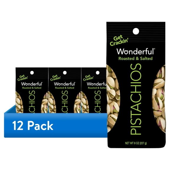 (12 pack) Wonderful Pistachios In-Shell Roasted & Salted Nuts, 8 Ounce Bag