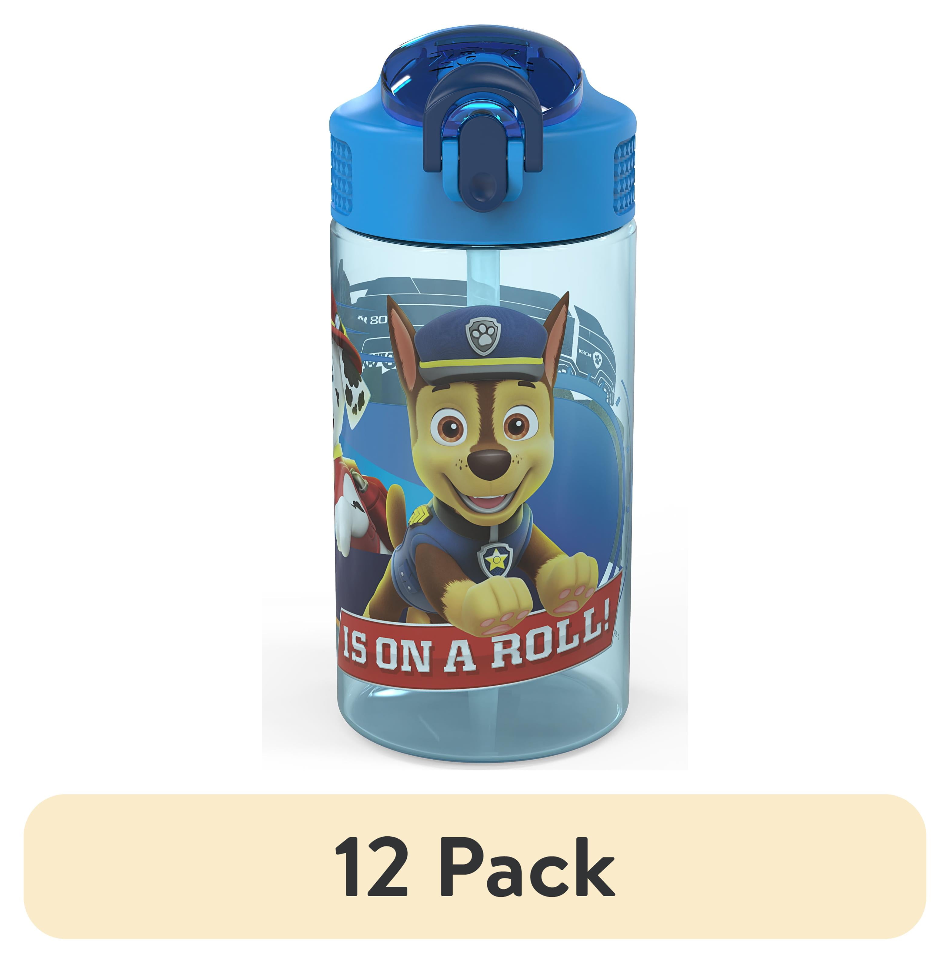 (12 pack) Zak Designs Paw Patrol Kids Water Bottle with Straw, 16oz Leak-Proof Plastic Bottle with Carry Handle