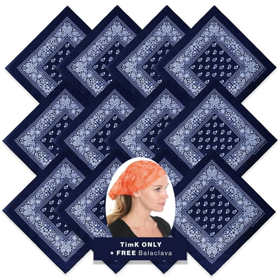 12 packs bandanas 100% cotton paisely print with one free tube mask