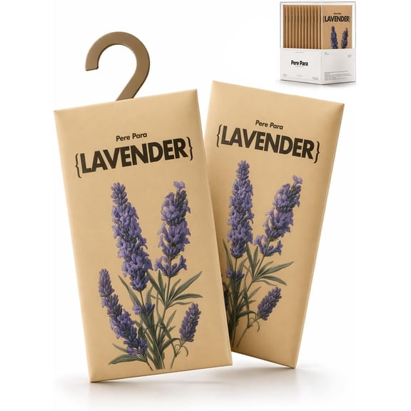 12 packs of lavender sachets, for use in closets and drawers [still air deodorizer], long-lasting hanging paper air freshener and garment deodorizer