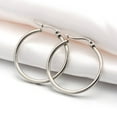 thumbnail image 1 of 12 pair Tarnish Resistant 201 Stainless Steel Big Hoop Earrings with 304 Stainless Steel Pin Hypoallergenic Earrings Ring Shape Stainless Steel color 30x28x2mm 12 Gauge Pin: 1x0.6mm, 1 of 1