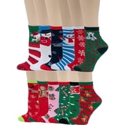 12 pairs Kids Girls Boys X-mas Christmas Holidays Novelty Crew Socks