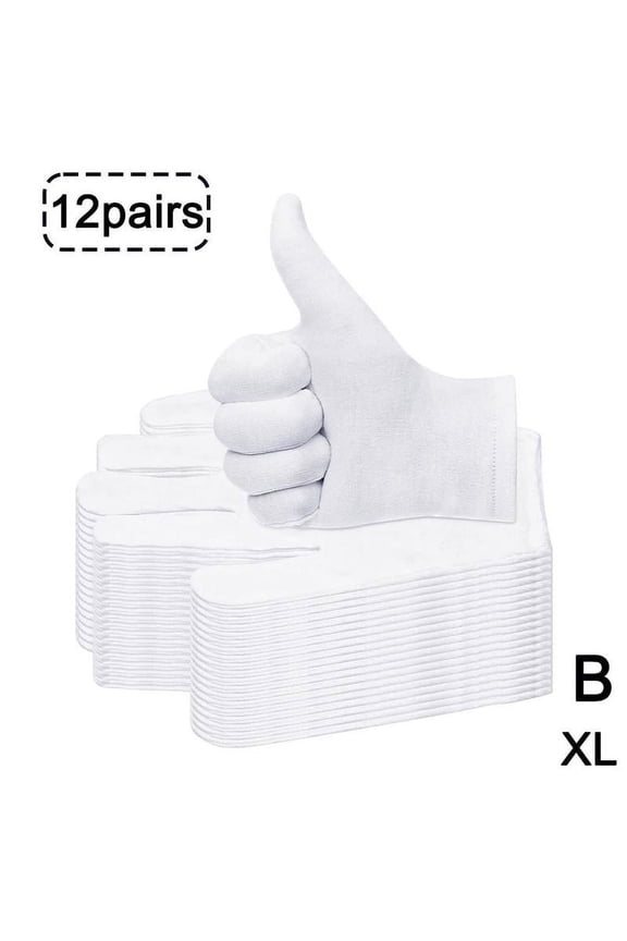 12 pairs White Cotton Gloves For dry hands women men gloves cloth Lot E2 T5K5