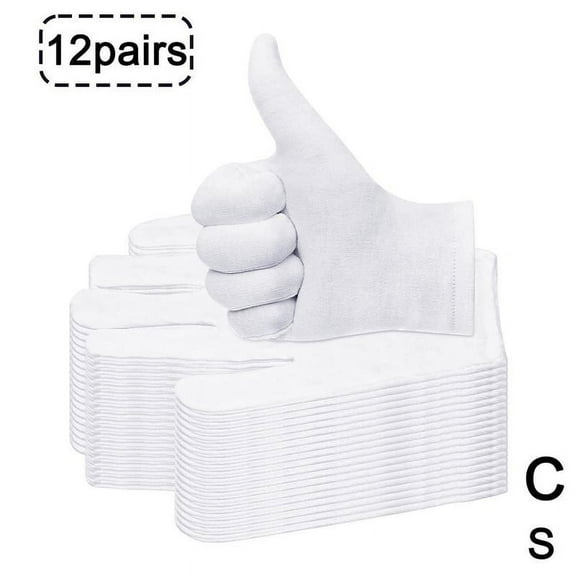 12 pairs White Cotton Gloves For dry hands women men gloves Lot cloth T5 O4 F3P3