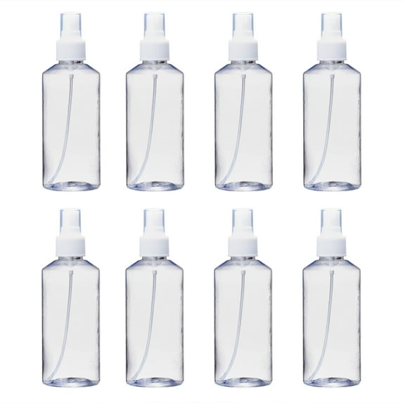 12 pc 200ml Refillable PET Plastic Spray Bottles Empty Pump Bottles for Liquid Clear 5.3x15.7cm Capacity: 200ml(6.76 fl. oz)