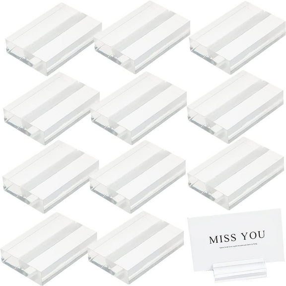 12 pc Acrylic Name Card Holder Business Card Holder Rectangle Clear 50x34x12mm Slot: 2mm