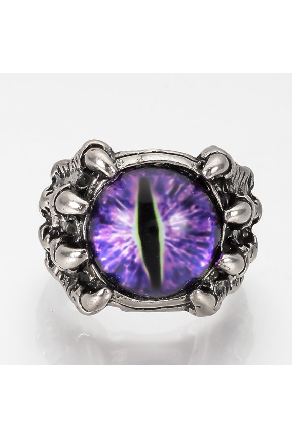 12 pc Adjustable Alloy Finger Rings with Glass Findings Wide Band Rings Dragon Eye Blue Violet Size 10 20mm