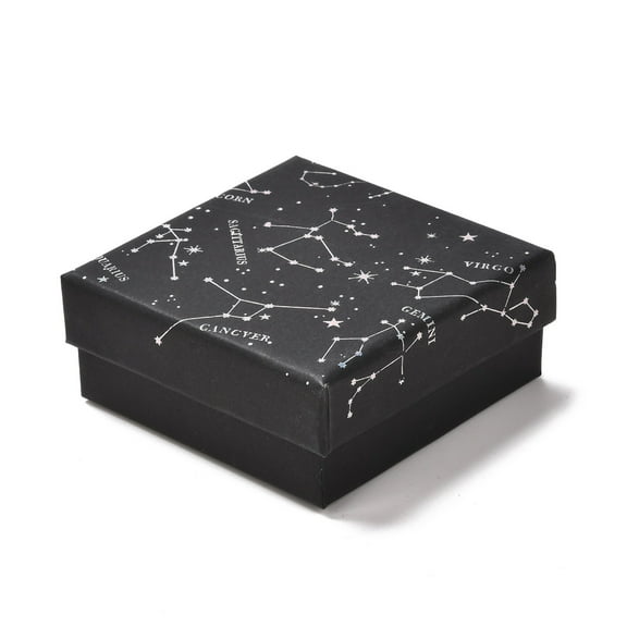 12 pc Cardboard Jewelry Packaging Boxes with Sponge Inside for Rings Small Watches Necklaces Earrings Bracelet Constellation Pattern 7.3x7.3x3.1cm