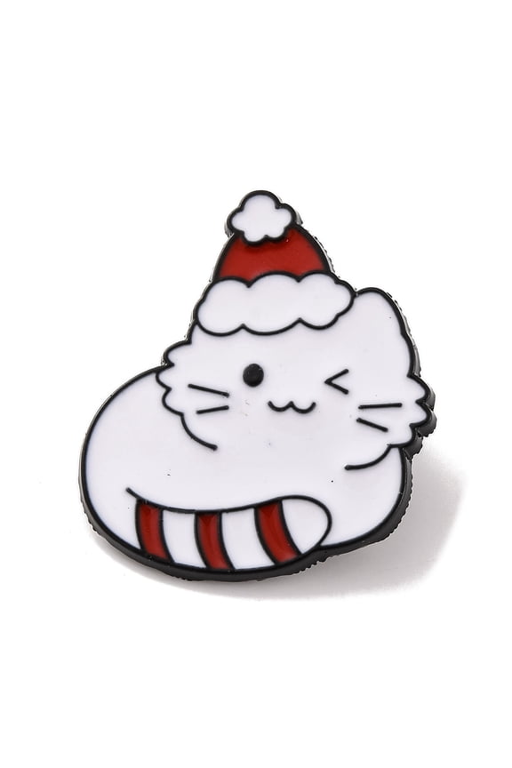 12 pc Christmas Theme Enamel Pins Alloy Brooches for Backpack Clothes Cat Shape 29x26x1mmDIY