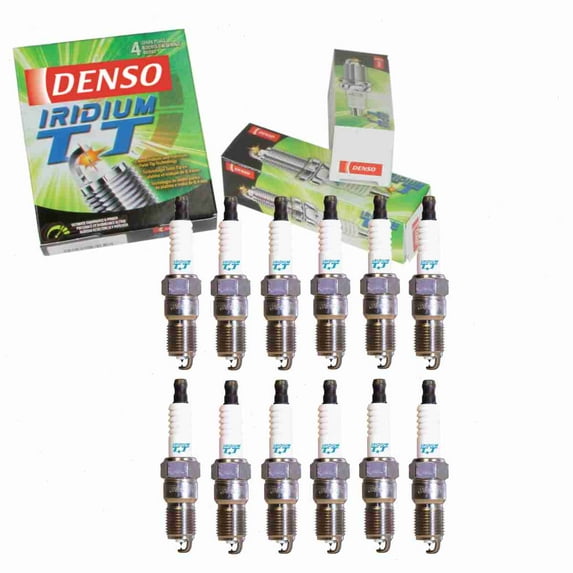 12 pc DENSO Iridium TT Spark Plugs compatible with Jaguar XJS 5.3L V12 1981-1992