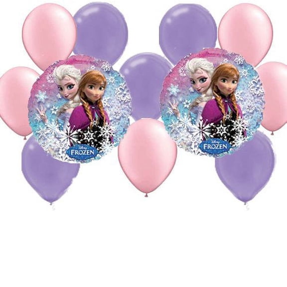 12 pc Disney Frozen Party Balloons: 2 Mylar 5 Pink 5 Purple Latex