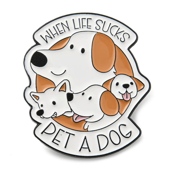 12 pc Dog Theme Zinc Alloy Word Brooch Enamel Pins for Men Women White 30x26x1.6mmDIY