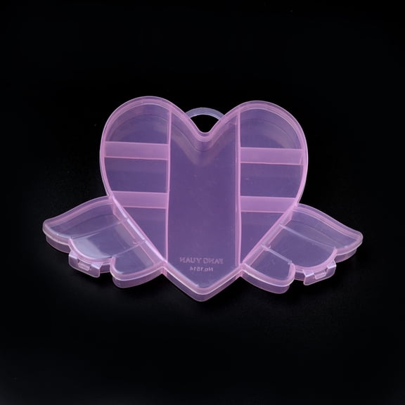 12 pc Flying Heart Plastic Bead Storage Containers 9 Compartments Pink 12x17.5x2cm