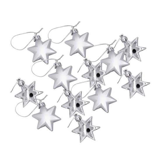 12 pc Glittering Christmas Star Ornament Christmas Tree Decoration Indoor Outdoor Christmas Hanging Decoration