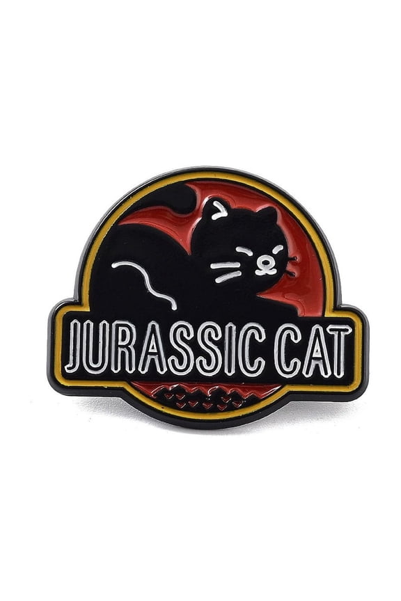 12 pc Gothic Jurassic Cat Zinc Alloy Enamel Pins Halloween Brooch for Backpack Clothes Cat Shape 25x30.5x1.5mm