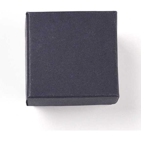 12 pc Kraft Paper Cardboard Jewelry Ring Boxes Square with Sponge inside Black 5.1x5.1x3.2cm handmade