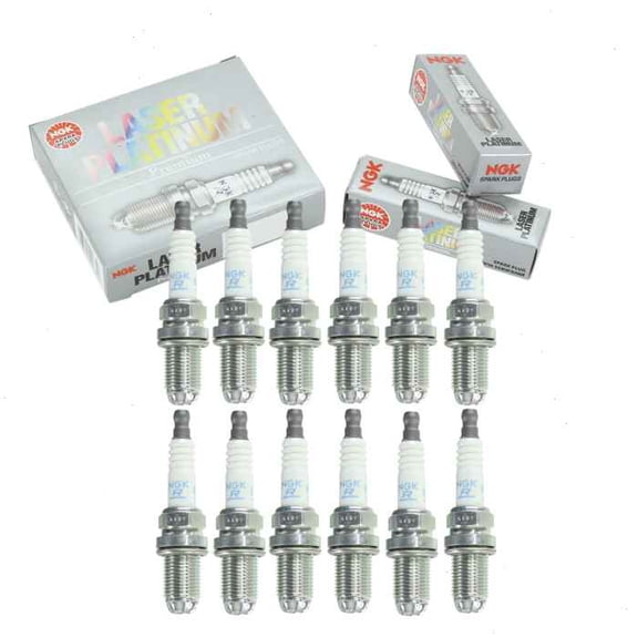 12 pc NGK Laser Platinum Spark Plugs compatible with Rolls-Royce Phantom 6.7L V12 2004-2013