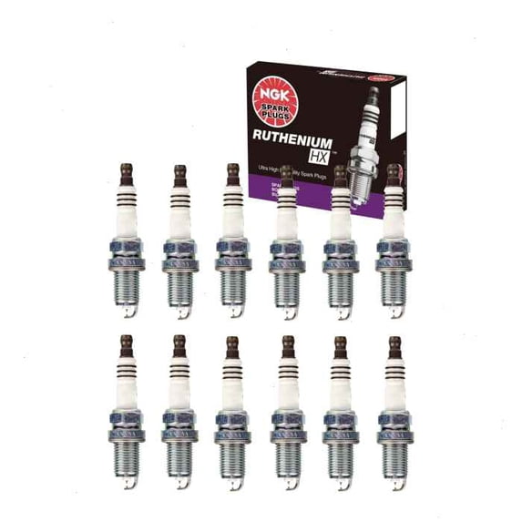 12 pc NGK Ruthenium HX Spark Plugs compatible with BMW 760Li 6.0L V12 2003-2008