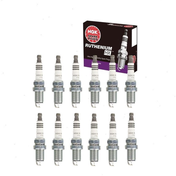 12 pc NGK Ruthenium HX Spark Plugs compatible with Mercedes-Benz E320 3.2L V6 1998-2005