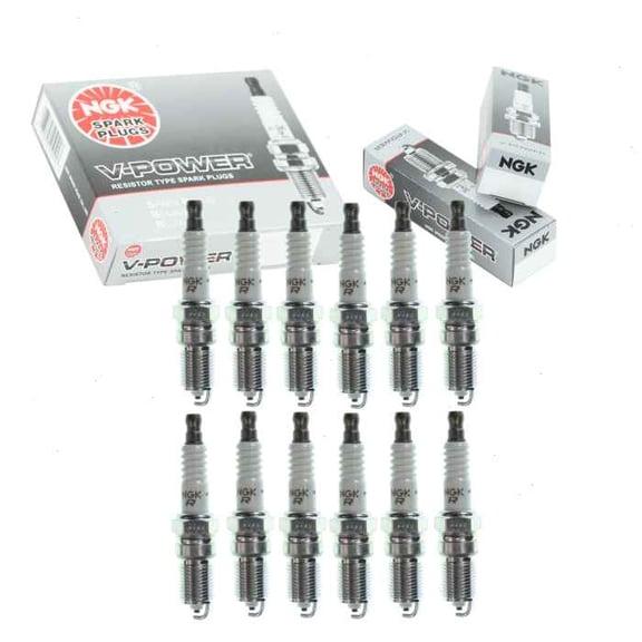 12 pc NGK V-Power Spark Plugs compatible with Aston Martin DB7 6.0L V12 2000