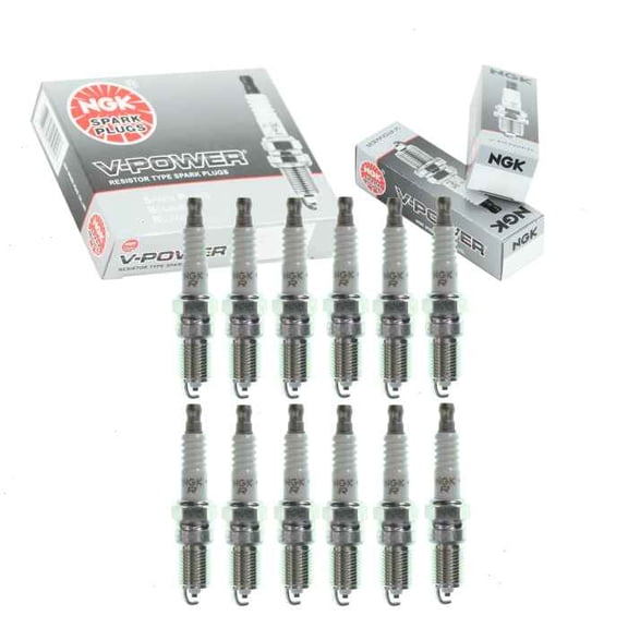 12 pc NGK V-Power Spark Plugs compatible with Aston Martin DB7 6.0L V12 2002-2003