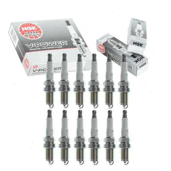 12 pc NGK V-Power Spark Plugs compatible with Bentley Continental 6.0L W12 2003
