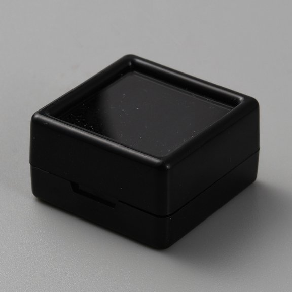 12 pc Plastic Loose Diamond Storage Boxes with Visible Window Square Black 29.5x29.5x16mm