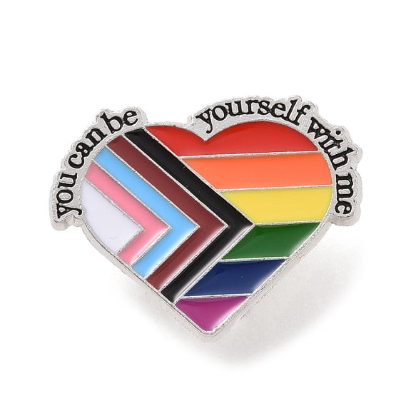 12 pc Rainbow color Pride Flag Enamel Pin Alloy Brooch for Backpack Clothes Heart Pattern 30x24mm