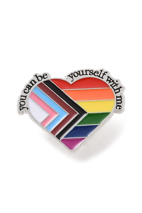 12 pc Rainbow color Pride Flag Enamel Pin Alloy Brooch for Backpack Clothes Heart Pattern 30x24mm