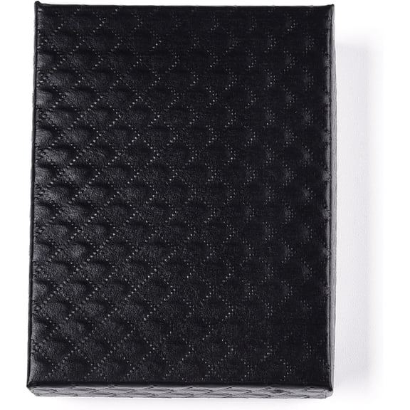 12 pc Rhombus Textured Cardboard Jewelry Boxes with Black Sponge for Jewelry Gift Packaging Rectangle Black 9x7x2.6cm; Inside: 8.36.4cm.