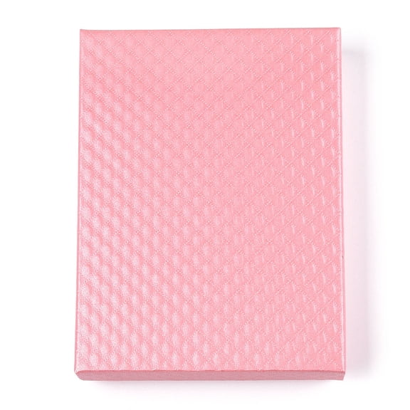 12 pc Rhombus Textured Cardboard Jewelry boxes with Black Sponge for Jewelry Gift Packaging Rectangle Pink 16x12x3.2cm Inside: 15.311.3cm.