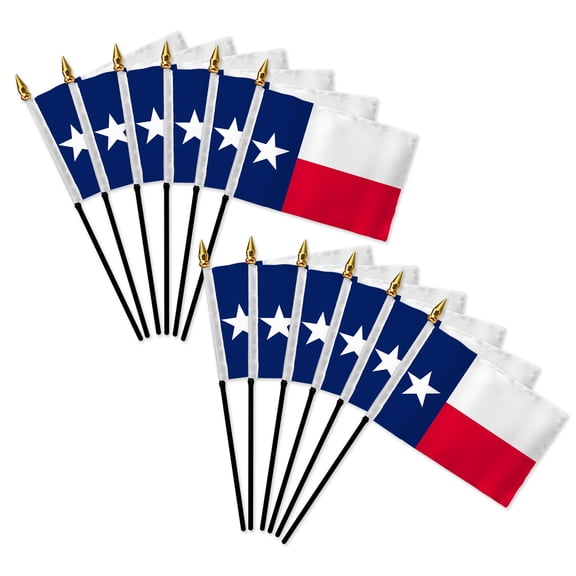 12 pc Texas State Stick Flags, 4x6 Inch Mini Stick Flags for Parades, Classrooms, Patriotic Events & Outdoor Dcor