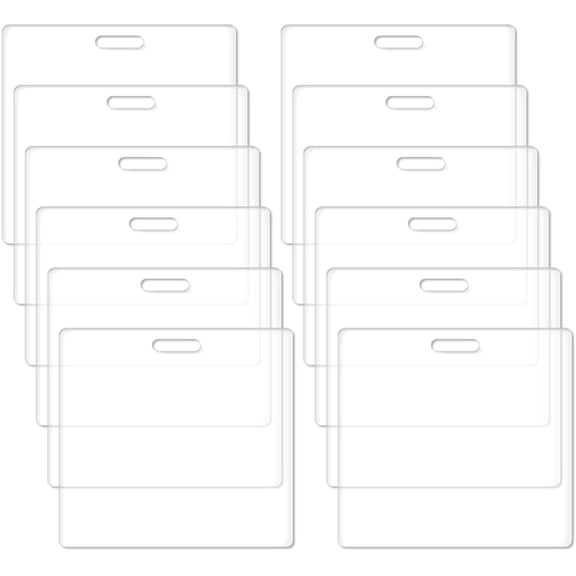 12 pc Transparent Acrylic Badge Blank 101x95mm Badge Buddy for DIY ID Card Badge Holder Base Board for Teach Nurse Lab Tech Clear Badge Holder Blanks Tag Backer Hole: 20x5mm