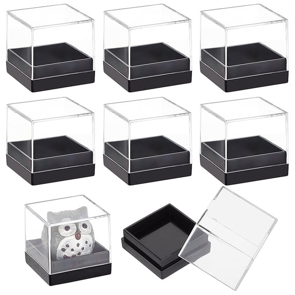 12 pc Transparent Plastic Minifigures Display Case Dustproof Dolls Display Box for Models Toys Action Figures Rectangle Clear 4.2x4.2x3.25cm
