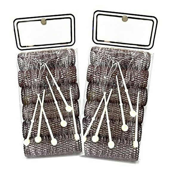 12 pc Vintage Style Hair Roller Large BRUSH ROLLERS & PINS Mesh Hair Curlers With Bristles 3"x 7/8" with Locking Pins Kids Pageants