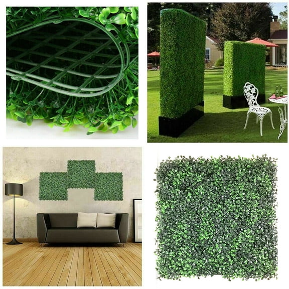 12 pcs 20"x 20" Artificial Grass 425 High Density Boxwood Wall Hedge Mat Privacy Fence Decor Green Panel