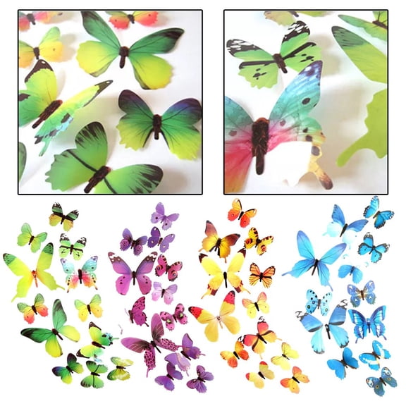 12 pcs 3d butterfly wall sticker decor, party, wedding, diy, home decorations Yellow Smile Home
