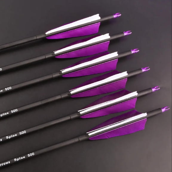 12 pcs 4" True Feather Carbon Arrows 500 Spine for Recurve/Compound Bow