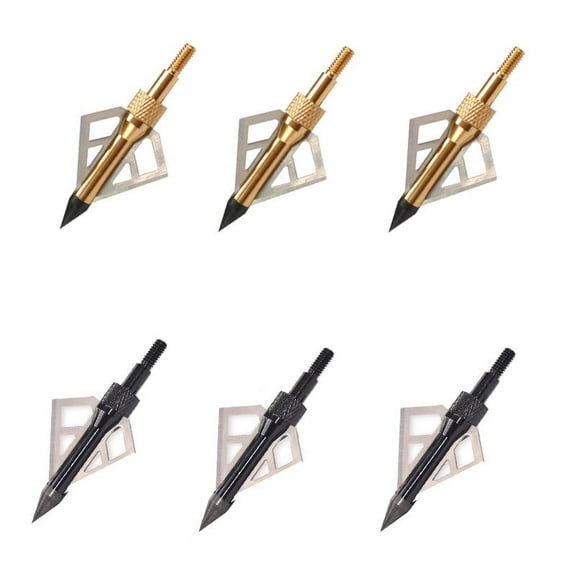 12 pcs Archery Arrow Head Black Broadheads 100gr 3 Blades Steel Arrowheads for Outdoor Archery Hunting