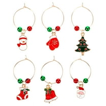 12 pcs Christmas Wine Glass Charms Rings Party Cups Pendants Favors Supplies