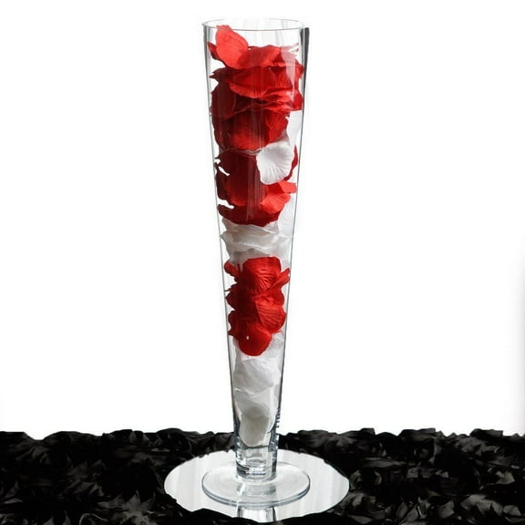 Craft And Party 24 Inch Clear Glass Trumpet Pilsner Vase Wedding Centerpiece, Set of 12 pcs