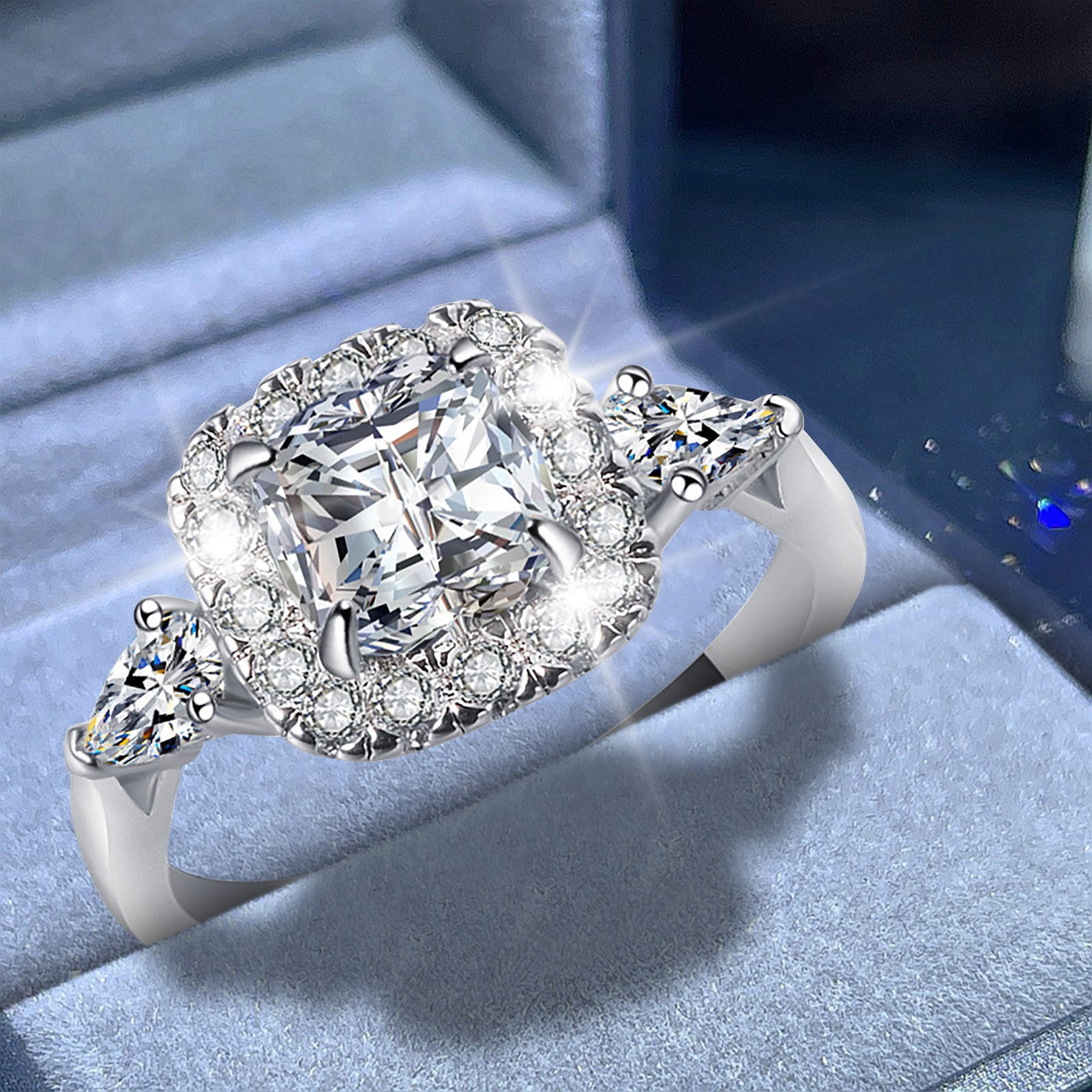 Keyzar · Gorgeous Side-Stone Hidden Halo Elongated Cushion Engagement Ring  2.1mm 14k Rose Gold The Lindsey