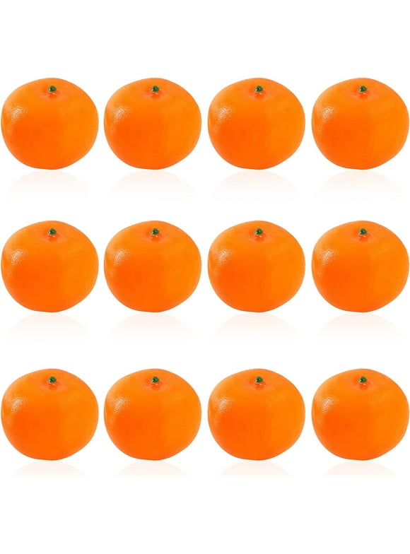 12 pcs Fake Oranges, DaKuan Simulated Plastic Orange, Artificial Oranges, Decorative Fruit Tray, Used for Furniture Decoration, Decorations for Kitchen, Window Display and Photo Props(2.36×2.95 inch)
