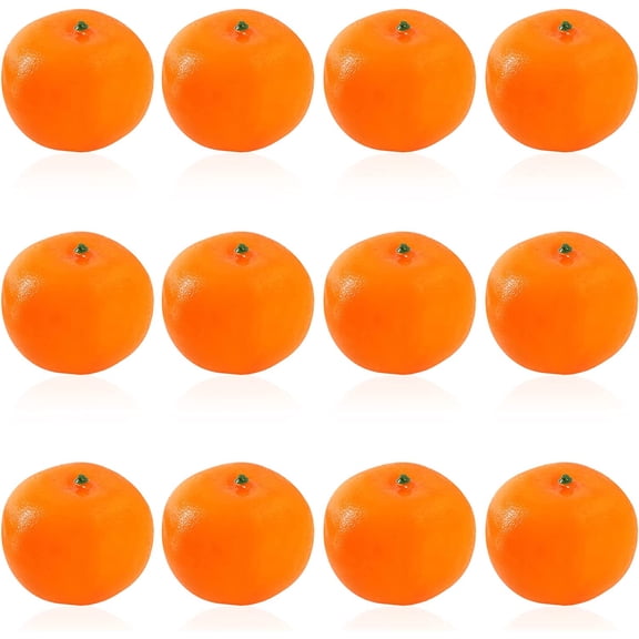 12 pcs Fake Oranges, DaKuan Simulated Plastic Orange, Artificial Oranges, Decorative Fruit Tray, Used for Furniture Decoration, Decorations for Kitchen, Window Display and Photo Props(2.36×2.95 inch)