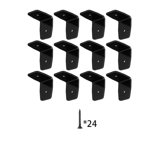 12 pcs Heavy Duty Galvanized Steel L Bracket - Black 90 Right Angle Joist Shelf Brackets for Furniture & Timber